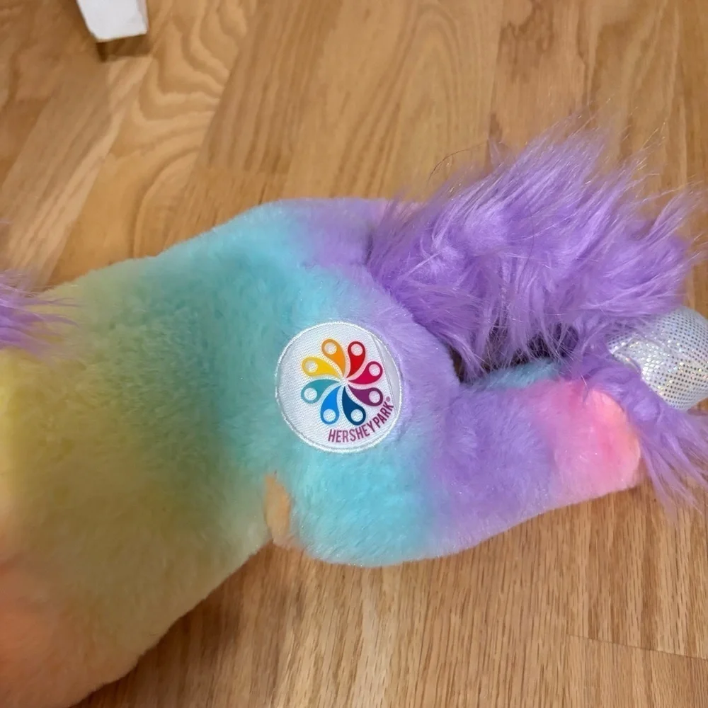 Hershey Park Rainbow Plush Unicorn Toy Stuffed Animal Purple Yellow Blue